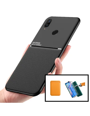 Kit Capa Magnetic Lux + Magnetic Wallet Laranja + Vidro Full Cover para Huawei P Smart Z