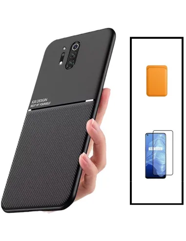 Kit Capa Magnetic Lux + Magnetic Wallet Laranja + Vidro Full Cover para OnePlus 8 Pro