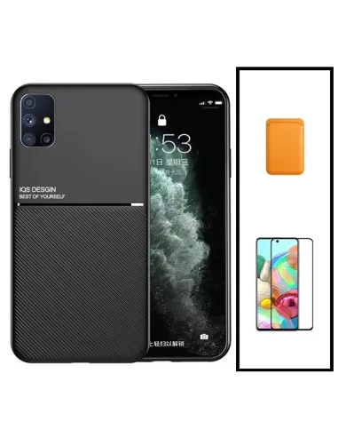 Kit Capa Magnetic Lux + Magnetic Wallet Laranja + Vidro Full Cover para Samsung Galaxy A50