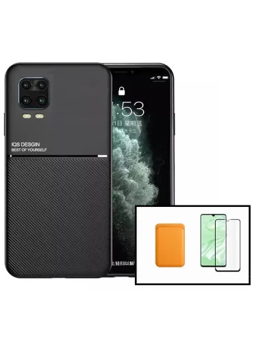 Kit Capa Magnetic Lux + Magnetic Wallet Laranja + Vidro Full Cover para Xiaomi Mi 10 Lite 5G