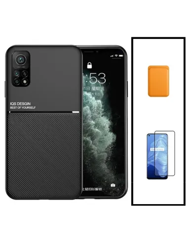 Kit Capa Magnetic Lux + Magnetic Wallet Laranja + Vidro Full Cover para Xiaomi Mi 10T Pro 5G