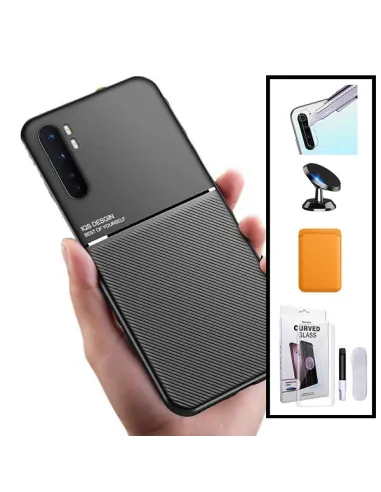 Kit Capa Magnetic Lux + Magn Wallet Laranja + UV + P. de Câmara + Sup Magnético para Xiaomi Mi Note 10 Lite