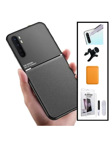 Kit Capa Magnetic Lux + Magn Wallet Laranja + UV + P. de Câmara + Sup Magnético Reforçado para Xiaomi Mi Note 10 Lite