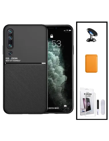 Kit Capa Magnetic Lux + Magnetic Wallet Laranja + Película Curved UV + Suporte Magnético para Xiaomi Mi 10 Pro 5G