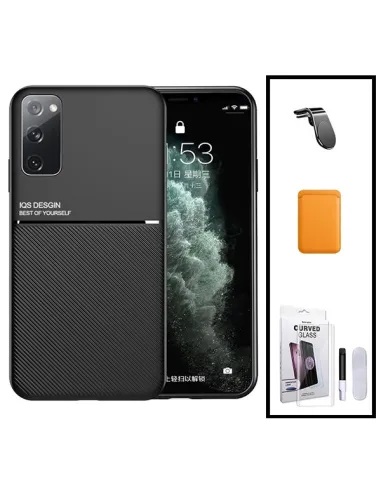 Kit Capa Magnetic Lux + Magn Wallet Laranja + UV + Sup L para Samsung Galaxy Note 20 Ultra