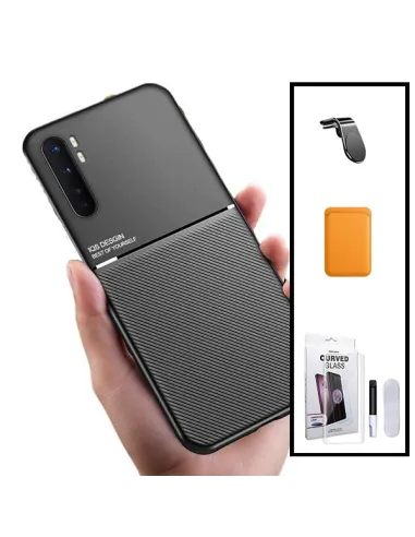 Kit Capa Magnetic Lux + Magn Wallet Laranja + UV + Sup L para Xiaomi Mi Note 10 Lite