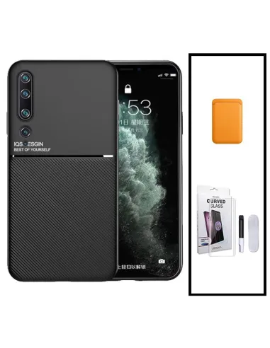 Kit Capa Magnetic Lux + Magnetic Wallet Laranja + Película Curved UV para Xiaomi Mi 10 5G