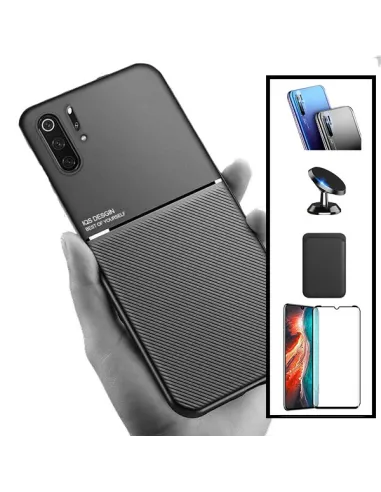 Kit Capa Magnetic Lux + Magn Wallet Preto + Vidro + P. Câmara + Sup Magnético para Huawei P30 Pro