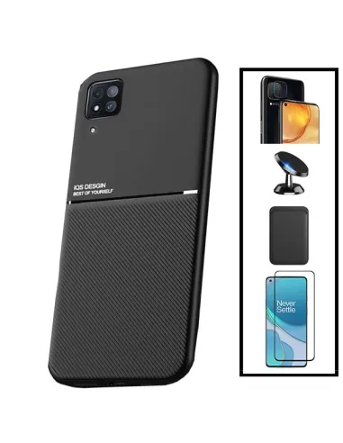 Kit Capa Magnetic Lux + Magn Wallet Preto + Vidro + P. Câmara + Sup Magnético para Huawei P40 Lite