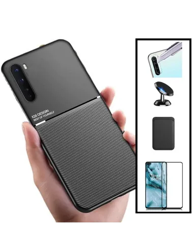 Kit Capa Magnetic Lux + Magn Wallet Preto + Vidro + P. Câmara + Sup Magnético para Oppo A91