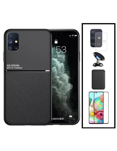 Kit Capa Magnetic Lux + Magn Wallet Preto + Vidro + P. Câmara + Sup Magnético para Samsung Galaxy A71 5G