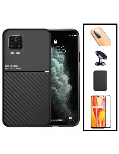 Kit Capa Magnetic Lux + Magn Wallet Preto + Vidro + P. Câmara + Sup Magnético para Xiaomi Mi 10 Lite 5G