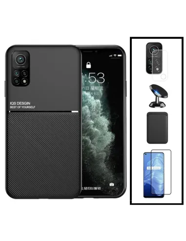 Kit Capa Magnetic Lux + Magn Wallet Preto + Vidro + P. Câmara + Sup Magnético para Xiaomi Mi 10T 5G