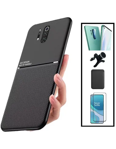 Kit Capa Magnetic Lux + Magn Wallet Preto + Vidro + P. Câmara + Sup Magnético Reforçado para OnePlus 8 Pro