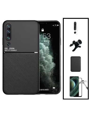 Kit Capa Magnetic Lux + Magn Wallet Preto + Vidro + P. Câmara + Sup Magnético Reforçado para Xiaomi Mi 10 5G