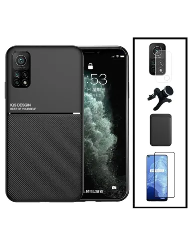 Kit Capa Magnetic Lux + Magn Wallet Preto + Vidro + P. Câmara + Sup Magnético Reforçado para Xiaomi Redmi K30s