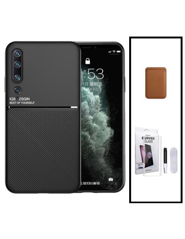 Kit Capa Magnetic Lux + Magnetic Wallet Castanho + Película de Vidro Nano Curved UV para Xiaomi Mi Note 10