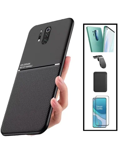 Kit Capa Magnetic Lux + Magn Wallet Preto + Vidro + P. Câmara + Sup Magnético L para OnePlus 8 Pro