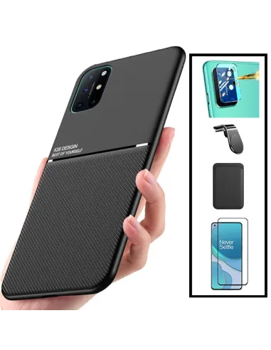 Kit Capa Magnetic Lux + Magn Wallet Preto + Vidro + P. Câmara + Sup Magnético L para OnePlus 8T