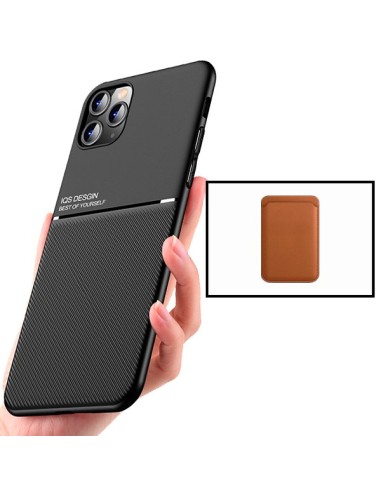 Kit Capa Magnetic Lux + Magnetic Wallet Castanho para iPhone 11