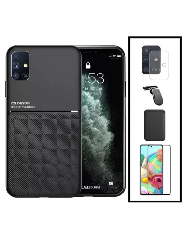 Kit Capa Magnetic Lux + Magn Wallet Preto + Vidro + P. Câmara + Sup Magnético L para Samsung Galaxy A21s