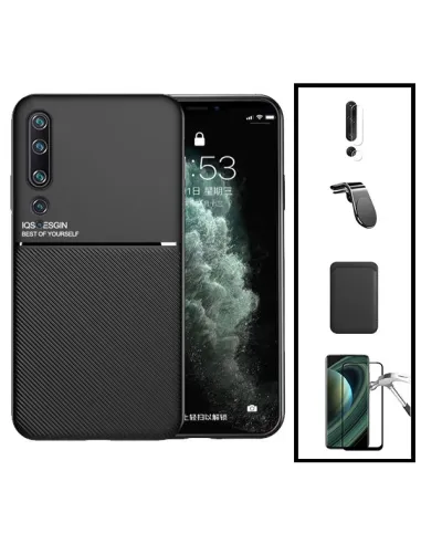 Kit Capa Magnetic Lux + Magn Wallet Preto + Vidro + P. Câmara + Sup Magnético L para Xiaomi Mi 10 5G