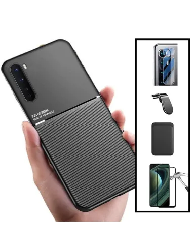 Kit Capa Magnetic Lux + Magn Wallet Preto + Vidro + P. Câmara + Sup Magnético L para Xiaomi Mi 10 Ultra