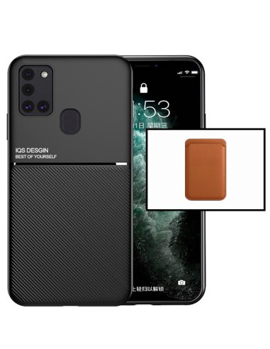 Kit Capa Magnetic Lux + Magnetic Wallet Castanho para Samsung Galaxy M30s