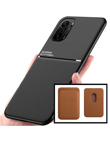 Kit Capa Magnetic Lux + Magnetic Wallet Castanho para Xiaomi Poco F3