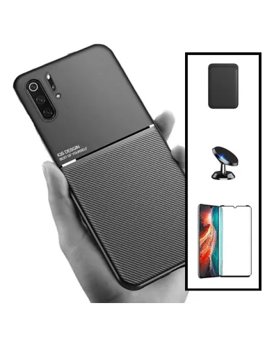 Kit Capa Magnetic Lux + Magnetic Wallet Preto + Vidro Full Cover + Suporte Magnético para Huawei P30 Pro