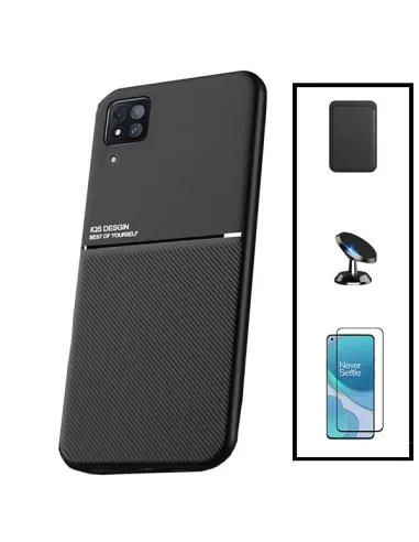 Kit Capa Magnetic Lux + Magnetic Wallet Preto + Vidro Full Cover + Suporte Magnético para Huawei P40 Lite