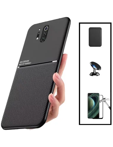 Kit Capa Magnetic Lux + Magnetic Wallet Preto + Vidro Full Cover + Suporte Magnético para OnePlus 8 Pro