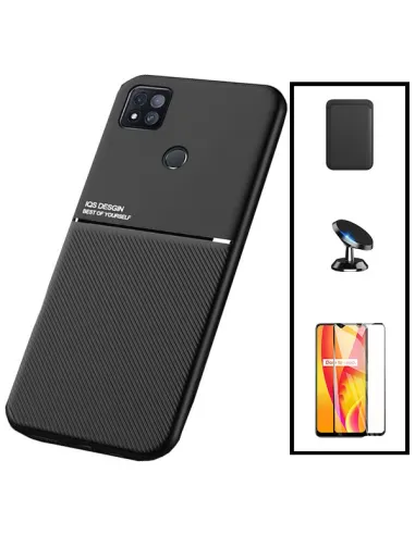 Kit Capa Magnetic Lux + Magnetic Wallet Preto + Vidro Full Cover + Suporte Magnético para Xiaomi Redmi 9 Activ