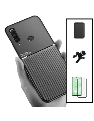 Kit Capa Magnetic Lux + Magn Wallet Preto + Vidro + Sup Reforçado para Huawei P30 Lite