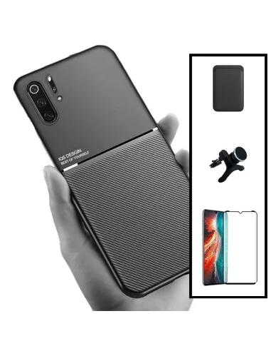 Kit Capa Magnetic Lux + Magn Wallet Preto + Vidro + Sup Reforçado para Huawei P30 Pro