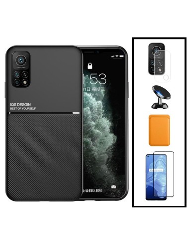 Kit Capa Magnetic Lux + Magnetic Wallet Laranja + 5D Full Cover + Película de Câmara Traseira + Suporte Magnético de Carro para 