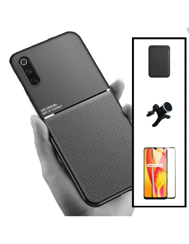 Kit Capa Magnetic Lux + Magn Wallet Preto + Vidro + Sup Reforçado para Samsung Galaxy A30s