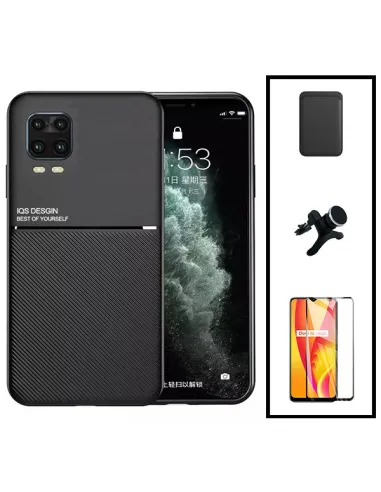 Kit Capa Magnetic Lux + Magn Wallet Preto + Vidro + Sup Reforçado para Xiaomi Mi 10 Lite 5G