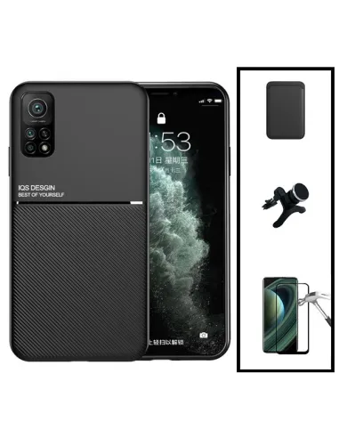 Kit Capa Magnetic Lux + Magn Wallet Preto + Vidro + Sup Reforçado para Xiaomi Mi 10T 5G