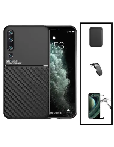 Kit Capa Magnetic Lux + Magnetic Wallet Preto + Vidro Full Cover + Suporte Magnético L para Xiaomi Mi 10 5G