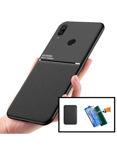 Kit Capa Magnetic Lux + Magnetic Wallet Preto + Vidro Full Cover para Huawei P Smart Z