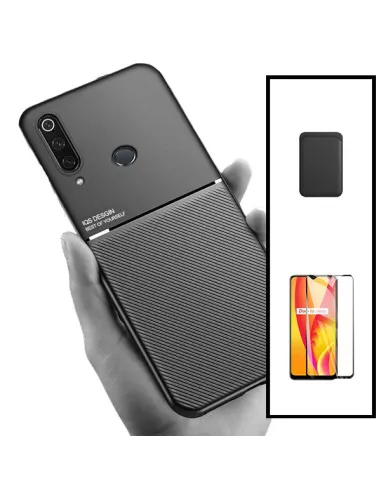 Kit Capa Magnetic Lux + Magnetic Wallet Preto + Vidro Full Cover para Huawei P30 Lite