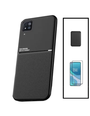 Kit Capa Magnetic Lux + Magnetic Wallet Preto + Vidro Full Cover para Huawei P40 Lite