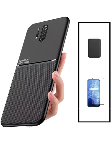 Kit Capa Magnetic Lux + Magnetic Wallet Preto + Vidro Full Cover para OnePlus 8 Pro