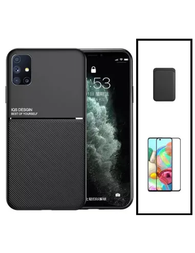 Kit Capa Magnetic Lux + Magnetic Wallet Preto + Vidro Full Cover para Samsung Galaxy A51 5G