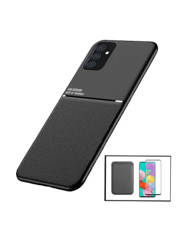 Kit Capa Magnetic Lux + Magnetic Wallet Preto + Vidro Full Cover para Samsung Galaxy M52 5G