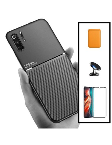 Kit Capa Magnetic Lux + Magnetic Wallet Laranja + 5D Full Cover + Suporte Magnético de Carro para Huawei P30 Pro