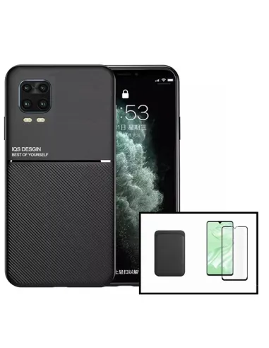 Kit Capa Magnetic Lux + Magnetic Wallet Preto + Vidro Full Cover para Xiaomi Mi 10 Lite 5G