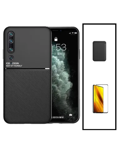 Kit Capa Magnetic Lux + Magnetic Wallet Preto + Vidro Full Cover para Xiaomi Mi 10 Pro 5G