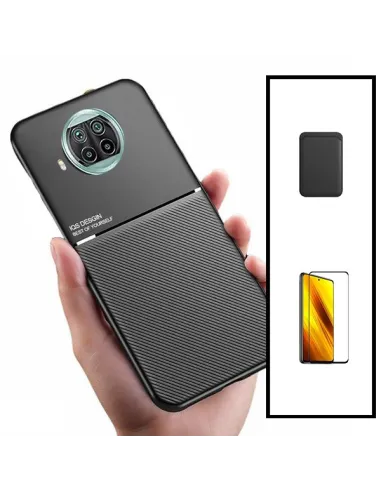 Kit Capa Magnetic Lux + Magnetic Wallet Preto + Vidro Full Cover para Xiaomi Mi 10T Lite 5G